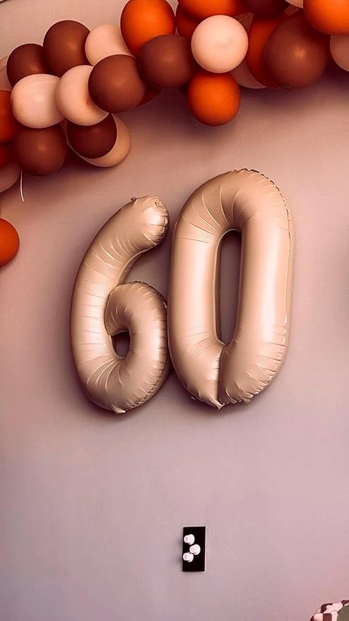 2026 Light Brown 40 Inch Mylar Foil Number 6 Balloon, Birthday Balloons - Image 6