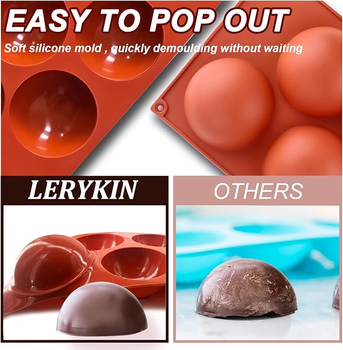 3 Pack Extra Large 5-Cavity Semi Sphere Silicone Molds, Half Sphere Baking Mold - Image 4