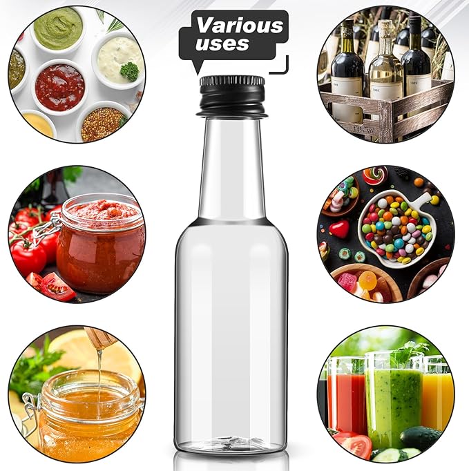 Tessco 100 Pcs Mini Liquor Bottles Plastic Mini Salad Dressing Bottle Christmas - Image 7