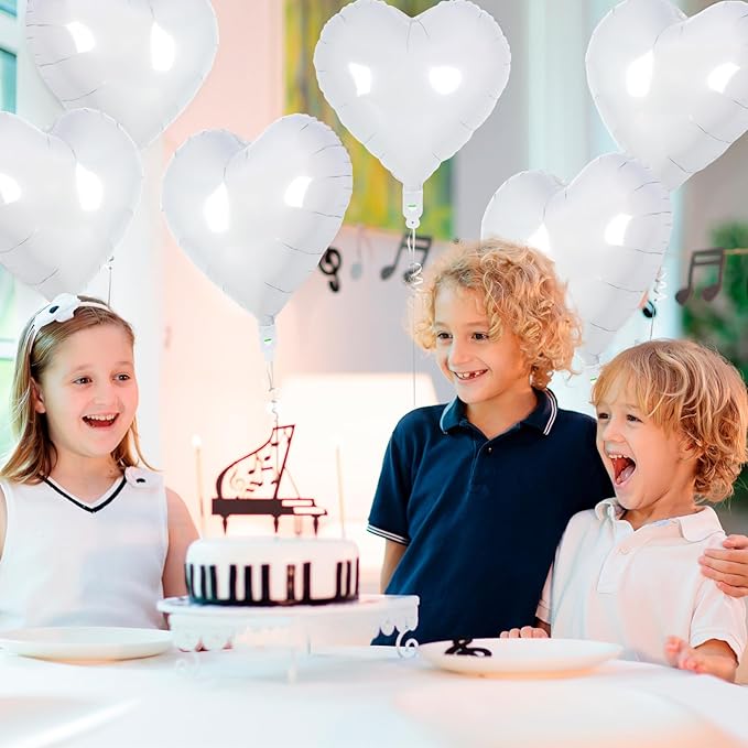 24 White Heart Balloons, 18 inch Heart Shape Foil Balloons - Image 6