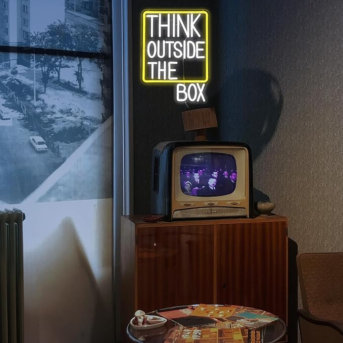 Think Outside The Box Neon Sign Dimmable White Words Neon Light - Image 6