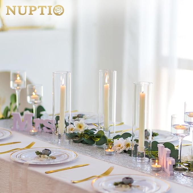 NUPTIO Candle Stick Candle Holder: Clear Glass Hurricane Candlestick Holders - Image 7