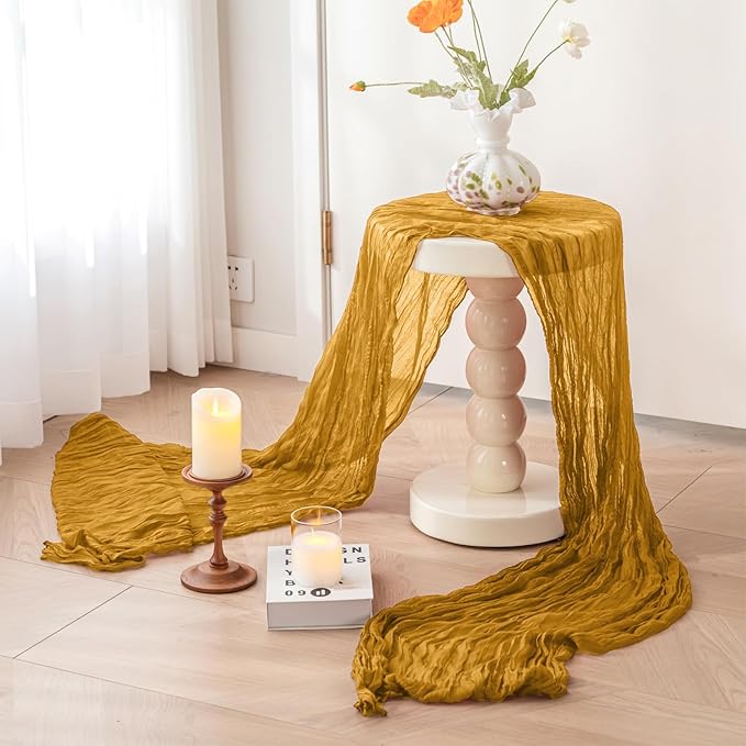 Sioloc Yellow Cheesecloth Table Runner Fall Autumn Decor - Image 5