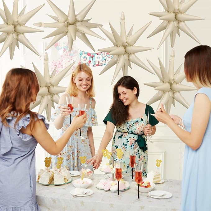 Cream White Star Balloons - Image 5