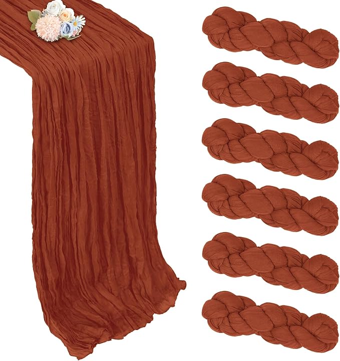 6 Pack Fall Thanksgiving Table Runner Terracotta Cheesecloth 10ft Boho Gauze by Pepmily
