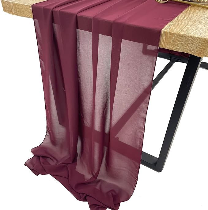 EHLDekol 10ft Chiffon Table Runners 29x120 inches Romantic Sheer Wedding Table - Image 4