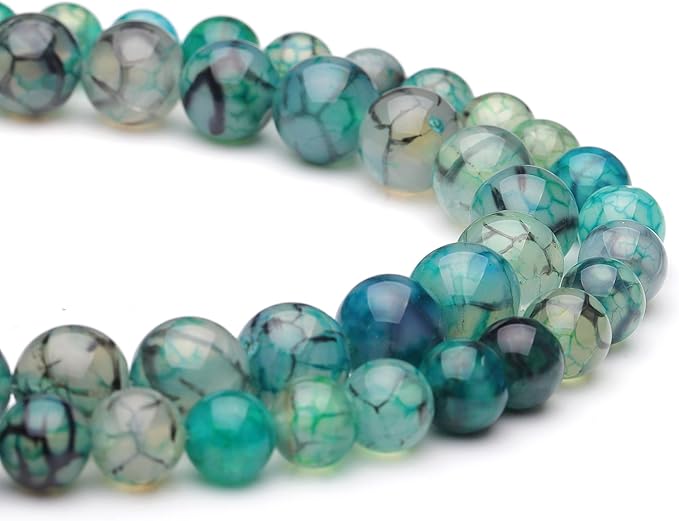 10mm Natural Stone Beads for Jewelry Making, Dragon Vein Agate Polished Smooth - Image 2