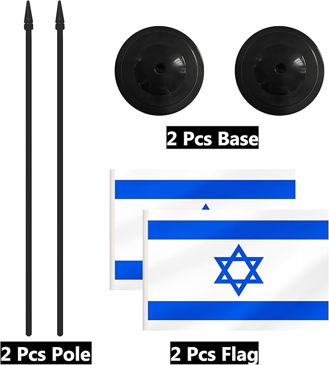 2 Pack Israel Desk Flag Set, Israeli Desktop Small Miniature Table Office Flag - Image 6