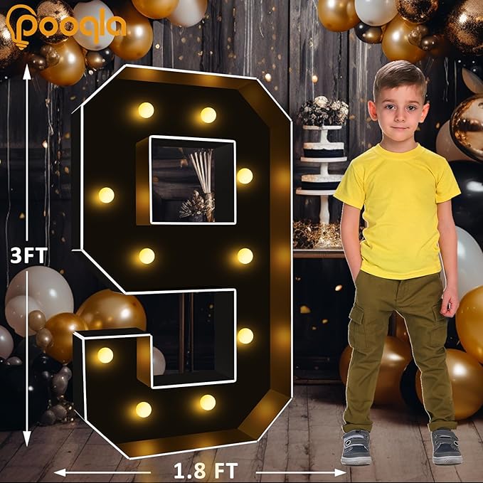 Pooqla 3 FT Light Up Marquee Numbers, Giant Letter Big Mosaic Numbers - Image 4