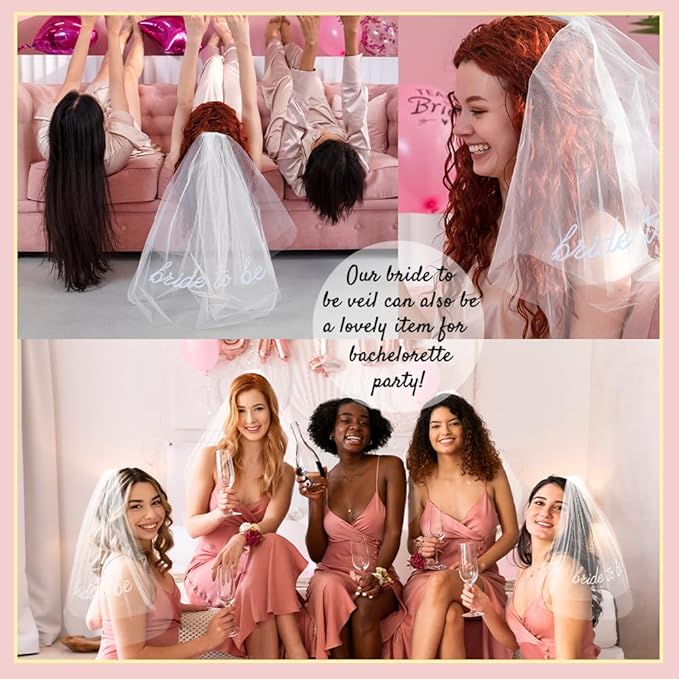 Bride To Be Embroidered Veil for Bachelorette Party Decorations, Bridal Shower - Image 4