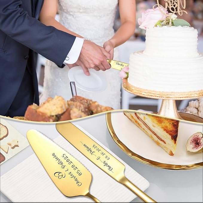 Custom Wedding Cake Knife and Server Set Personalized Cake Cutter - Image 4