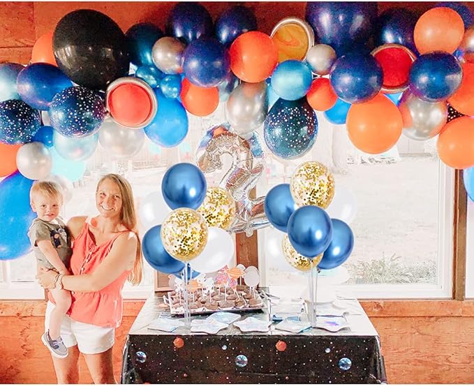 TONIFUL 4 Table Centerpiece Balloon Stand Kit Include Blue White Gold Confetti - Image 5
