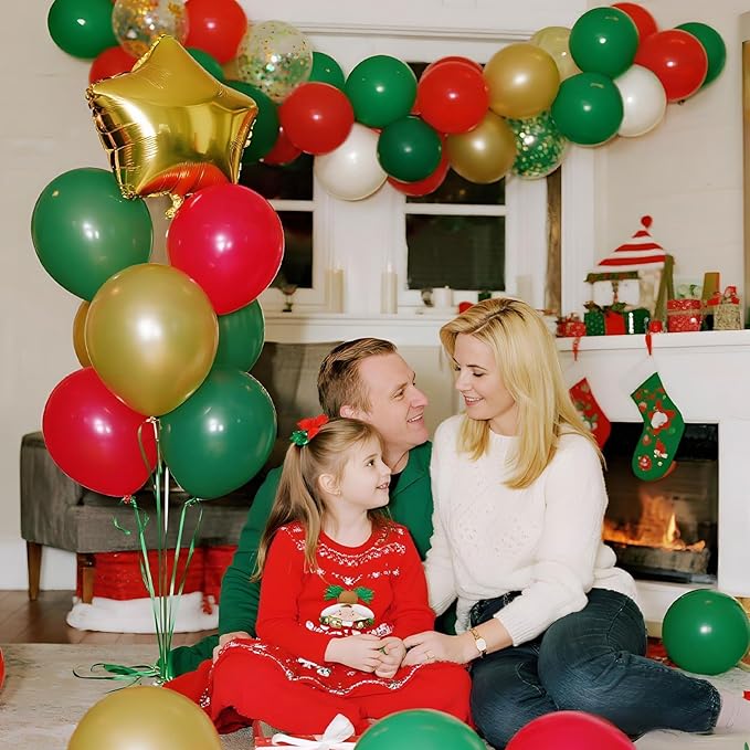 Christmas Red Green Gold Balloons Set - Image 6