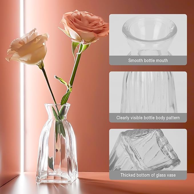 Glass Bud Vase Clear Bud Vases Set of 4 - Image 3
