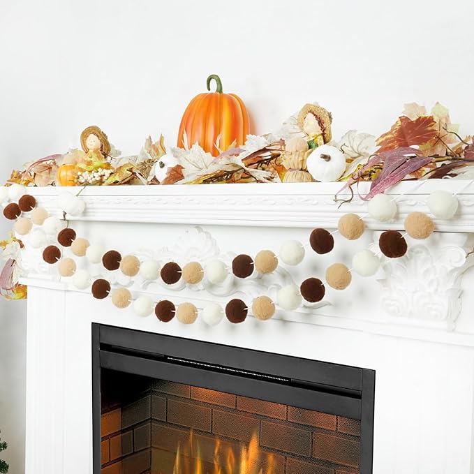 TBD Decor 2pk Pom Pom Garland 13FT Colorful Large Felt Ball Garland Fall - Image 4