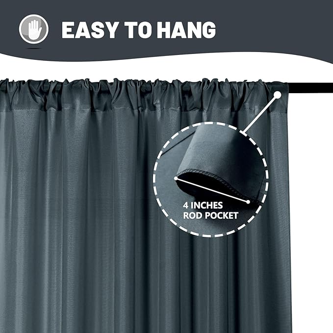 MYSKY HOME 10ft x 10ft Bluish Grey Curtains - Image 5
