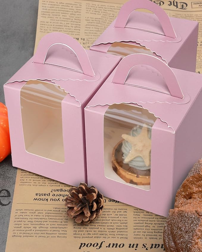 qiqee Lavender Cupcake Boxes Individual Cupcake Holders Disposable 50pcs Single - Image 6