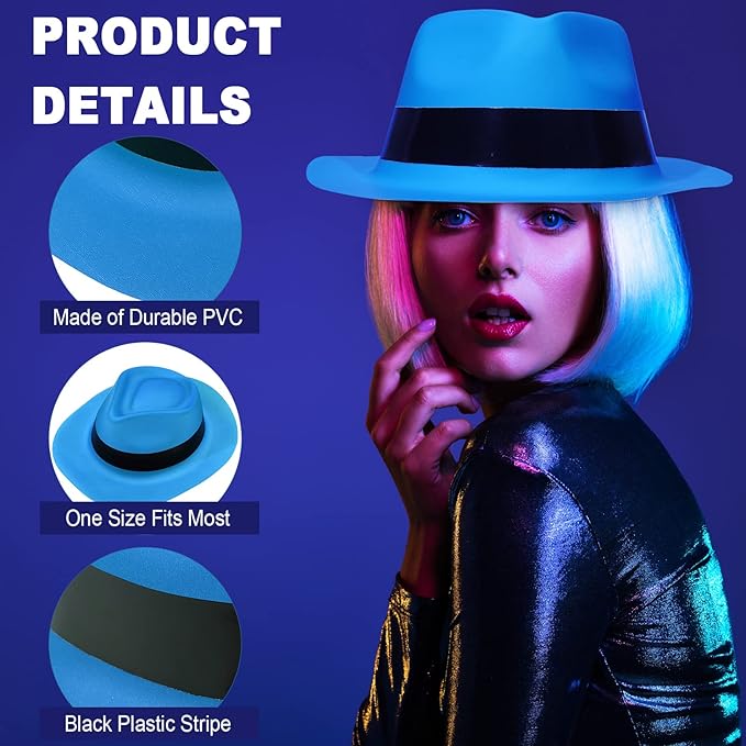 48 Pieces Neon Mafia Style Party Hats - Image 3