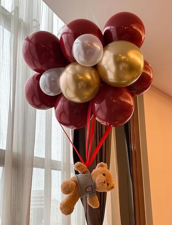 Burgundy and Gold Balloons - Image 3