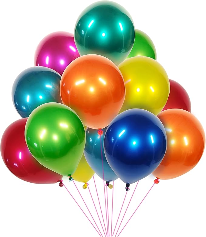 Metallic colored balloons 50 pcs 10 inch multicolor balloons Double layer - Image 2