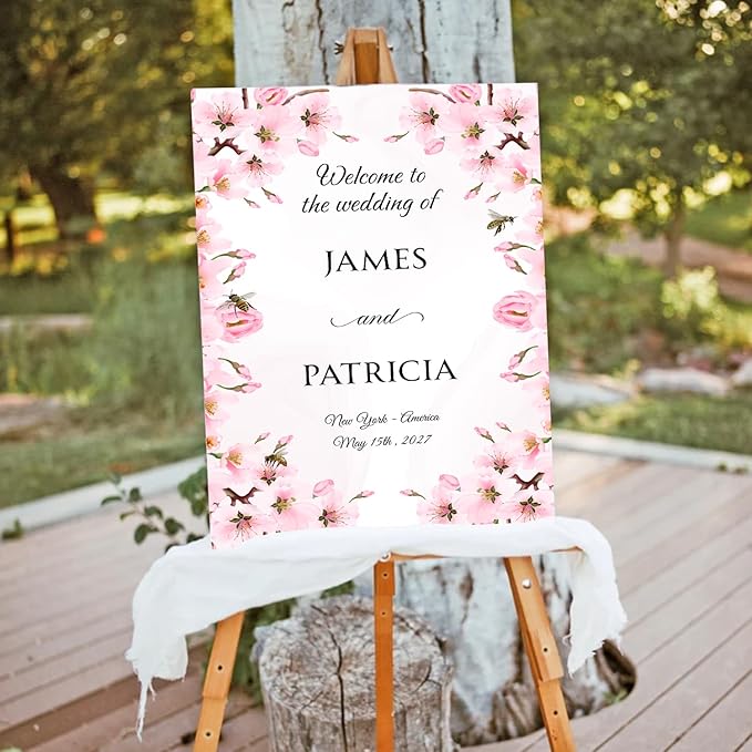 Personalized Blush Pink Wedding Welcome Sign, Floral Printable Wedding Board - Image 3