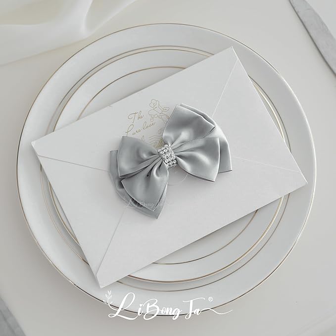 Silver Satin Bows 4'' Premade Ribbon Bow, Wrapping Bows - Image 8