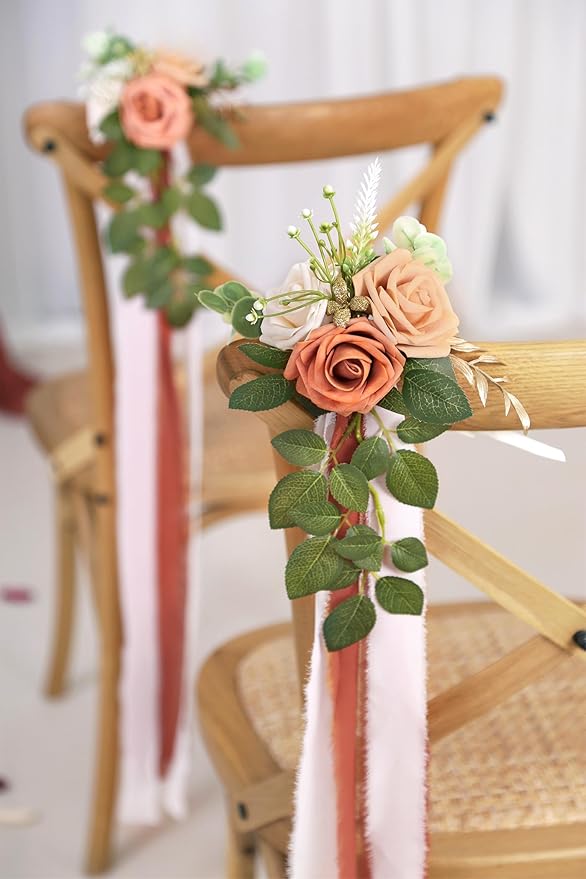 Wedding Aisle Decorations for Wedding Ceremony Set of 10 Pew Flowers for Church - Image 4