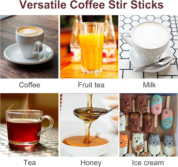 Wooden Coffee Stirrers Individually Wrapped, 500-Count 5.5 Inch Birch Stir - Image 6