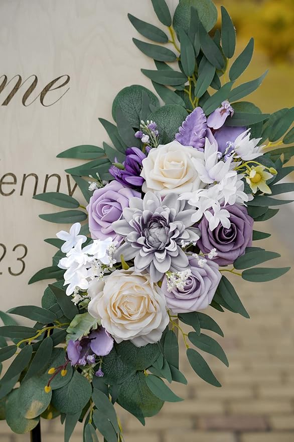 ponatia Wedding Arch Flowers, Artificial Purple Flowers - Image 5