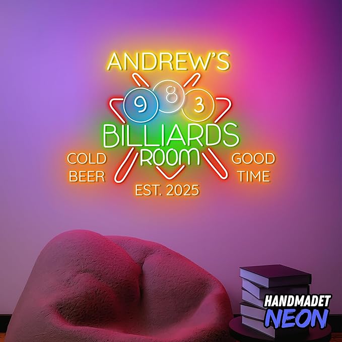 Personalized Billiards Neon Sign, Custom Billiard Decor Led Light, Decorative - Image 4