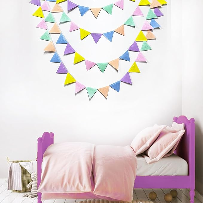 pinkblume Pastel Party Decoration Macaron Felt Hanging Triangle Mini Bunting - Image 7