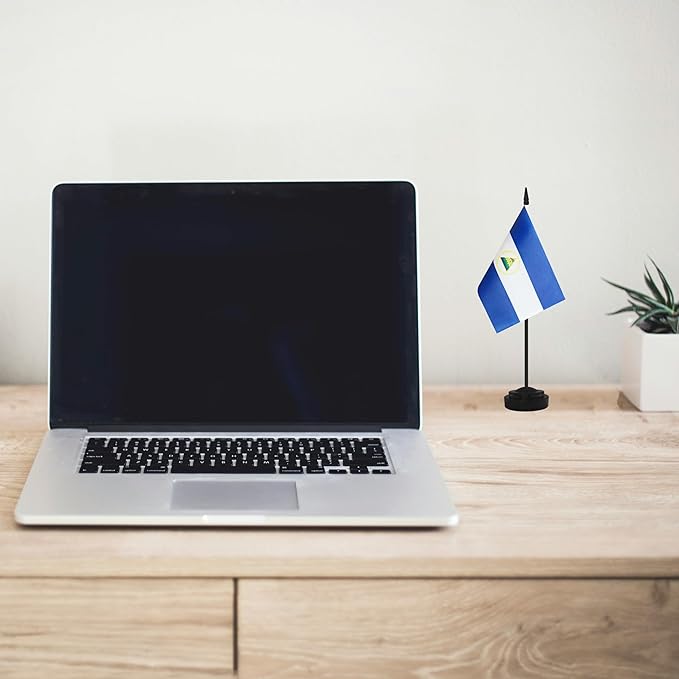 2 Pack Nicaragua Desk Flag Set, Nicaraguan Desktop Small Miniature Table Office - Image 5