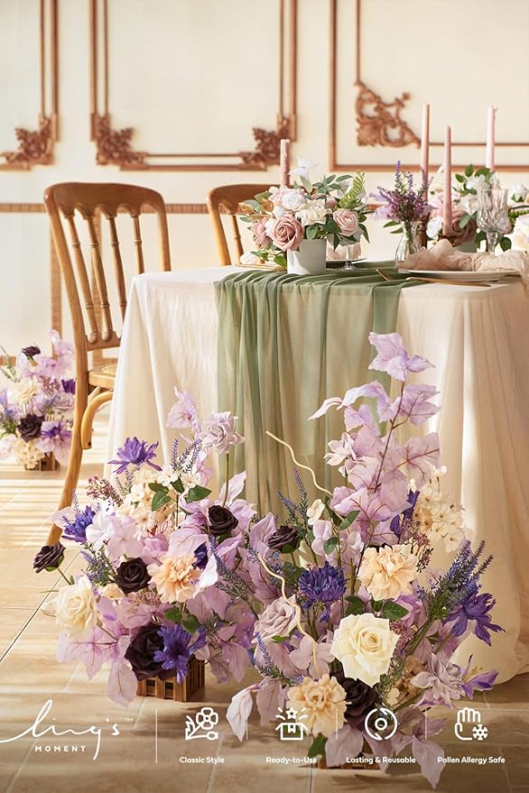 Ling's Moment 17.5" Tall Standing Artificial Flowers Arrangements 4 pcs Wedding - Image 2