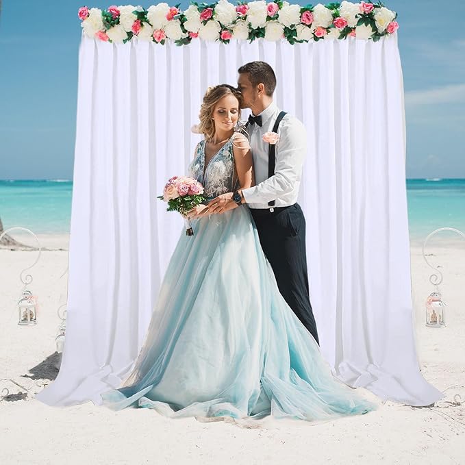 2 Panels White Backdrop Curtain, 10 x 10 Feet Background Curtains - Image 4