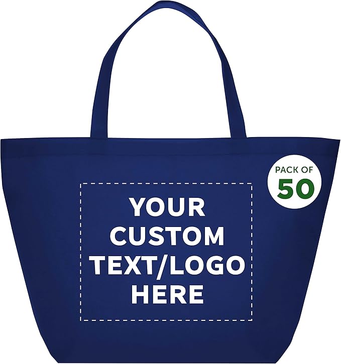 DISCOUNT PROMOS Custom Southern Style Grocery Tote Bags Set of 50 by DISCOUNTPROMOS