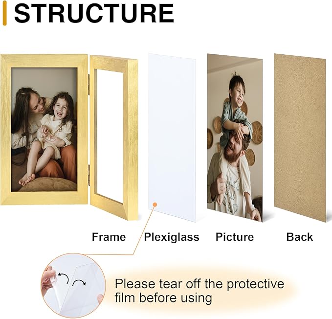 decorUhome Double 8x10 Picture Frame Vertical, Engineered Wood Bifold Photo - Image 4