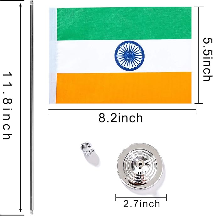 ZXvZYT 2 Pack India flag Indian Table Flag Small Mini Indian Desk Flags - Image 2