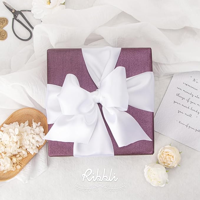 Ribbli White Double Faced Satin Ribbon, 3” x Continuous 10 Yards, Use - Image 2