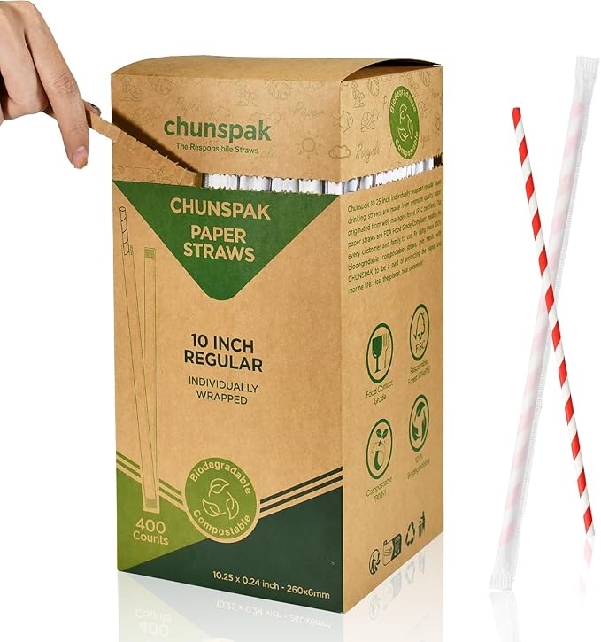 10.25 Inch Long Disposable Paper Straws Biodegradable Individually Wrapped - Image 8