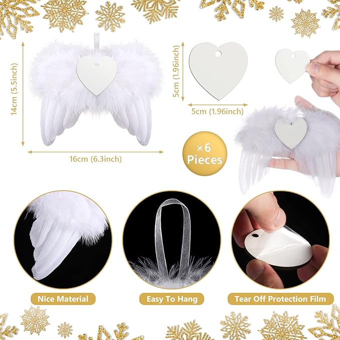 Personalized Christmas Ornaments 2025, Angel Wings Custom Photo Text Hanging - Image 4