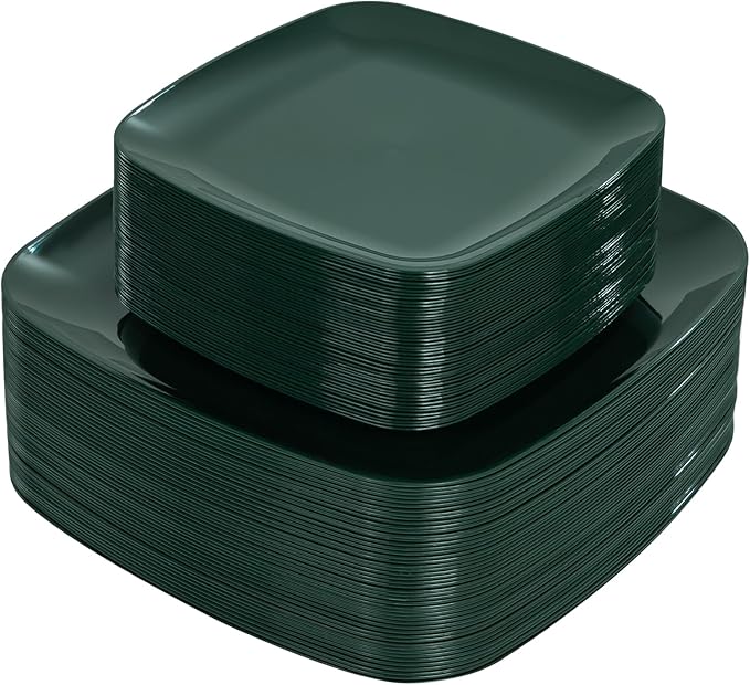 PULOTE 100PCS Green Plastic Plates by PULOTEpartywareWesupplyproductsandyouenjoylife