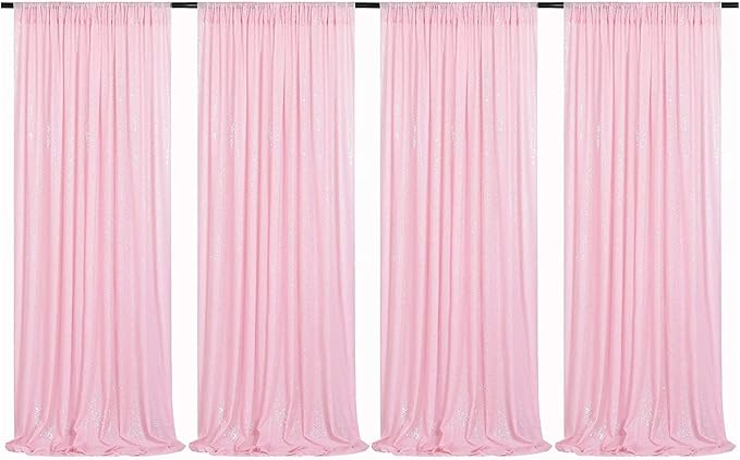 Pink Sequin Backdrop Curtains 4 Panels 2FTx8FT by HMQIANG