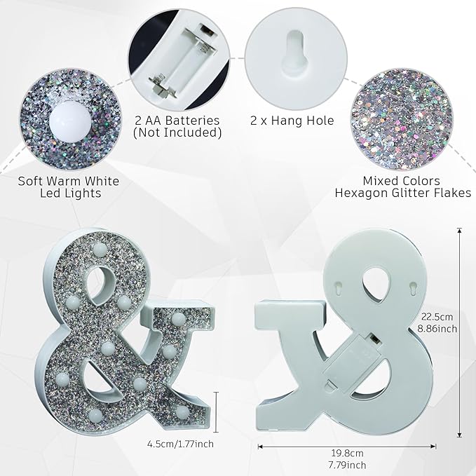 Marquee Light Letters for Table Decorations, Glitter Light Up Signs for Prom - Image 3