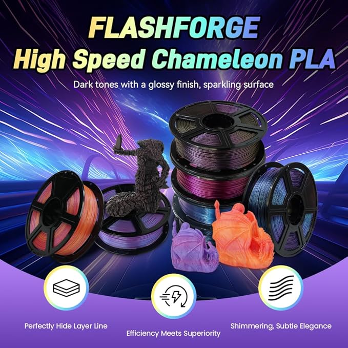 FLASHFORGE Chameleon Gradient Rapid PLA Filament Blue & Pink, High Flow Speedy - Image 2