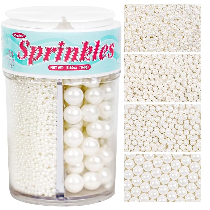 White Edible Sugar Pearl Sprinkles by Joyvitas