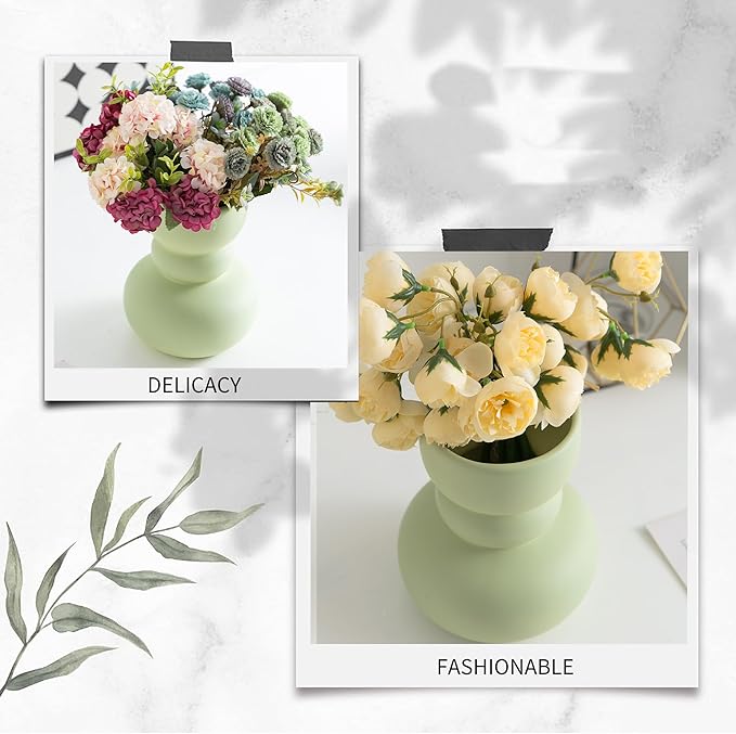 Ceramic Vase Green Modern Dried Flower Vase, Matte Pampas Flower Vases - Image 5