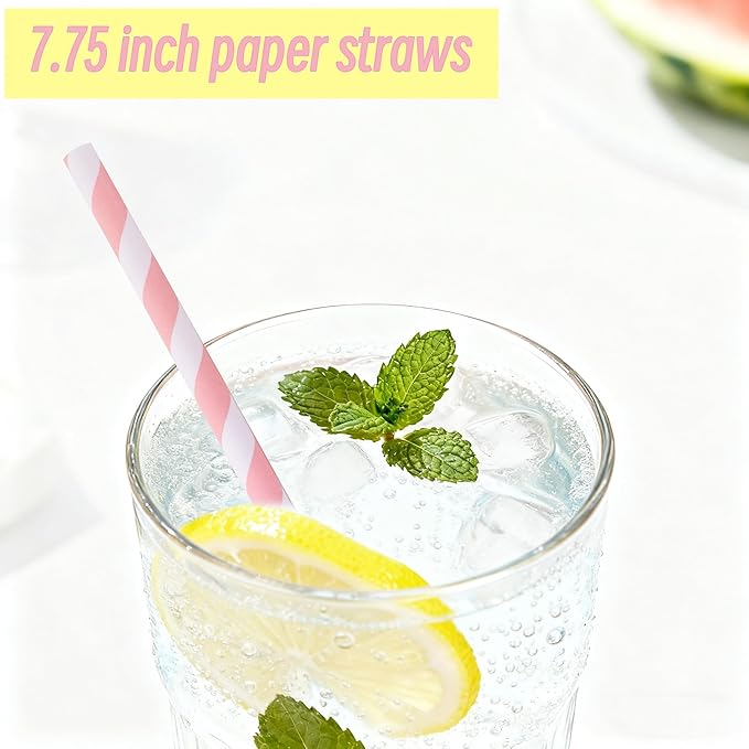 Disposable Pink Paper Straws - Image 7