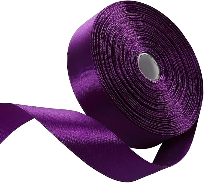 1 Inch Regal Purple Satin Ribbon 50 Yards Solid Fabric Ribbons by Celadora