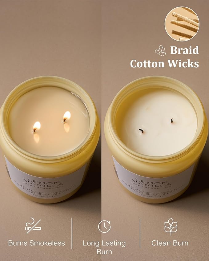 M&SENSE Candles Lemon Vanilla Scented, 19.4oz 110 Hours Long Lasting - Image 5