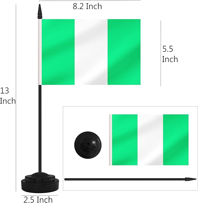 2 Pack Nigeria Desk Flag Set, Nigerian Desktop Small Miniature Table Office Flag - Image 2